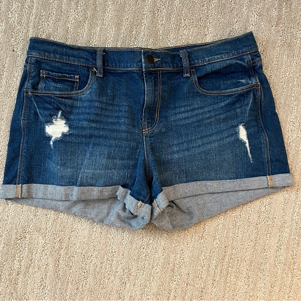 Old Navy Blue Jean Shorts Distressed Mid-Rise